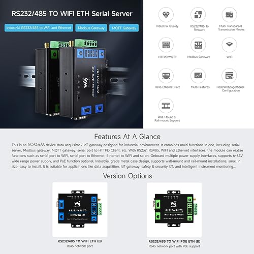 Convertitore RS485 To WiFi/Ethernet - Gateway Modbus MQTT Industriale Per Automazione - Foto 2