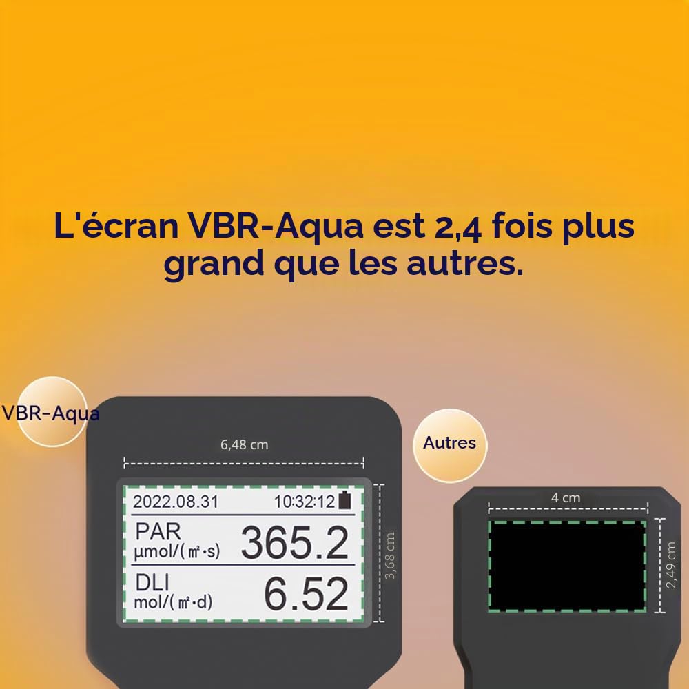 VBR-AQUA IP68 PAR Mètre pour aquarium, récif.R,G,B PAR séparément.Avec une tige télescopique de 3FT