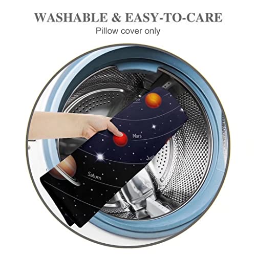 Outer Space Body Pillow Cover Solar System Orbits Sun Earth Mars Twinkling Night Sky Stars Planet Pillow Case Protector With Zipper Decorative Large Pillow Cases Covers For Bed,Home Gift 20"X54",Blue #TOP6