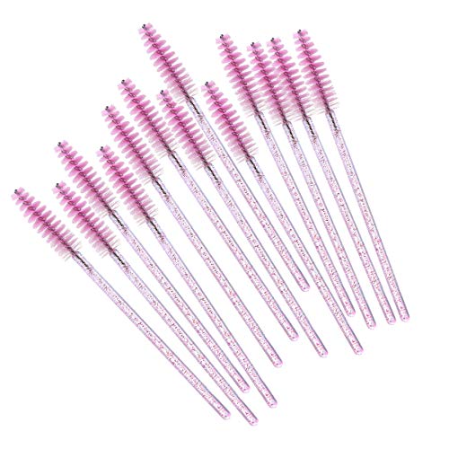 Elisel 100 Pcs Disposable Mascara Brushes Crystal Eyelash Brushes Mascara Wands Applicator Eyelash Extensions Makeup Tools Eyebrow Brush (Pink) #TOP4