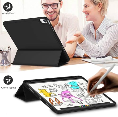 Image of TechTrendz for iPad Air 11 inch Cover M3 /M2 (2025 /2024) Case with Pencil Holder, Smart Cover with Protective Trifold Stand, Auto Wake /Sleep - Black