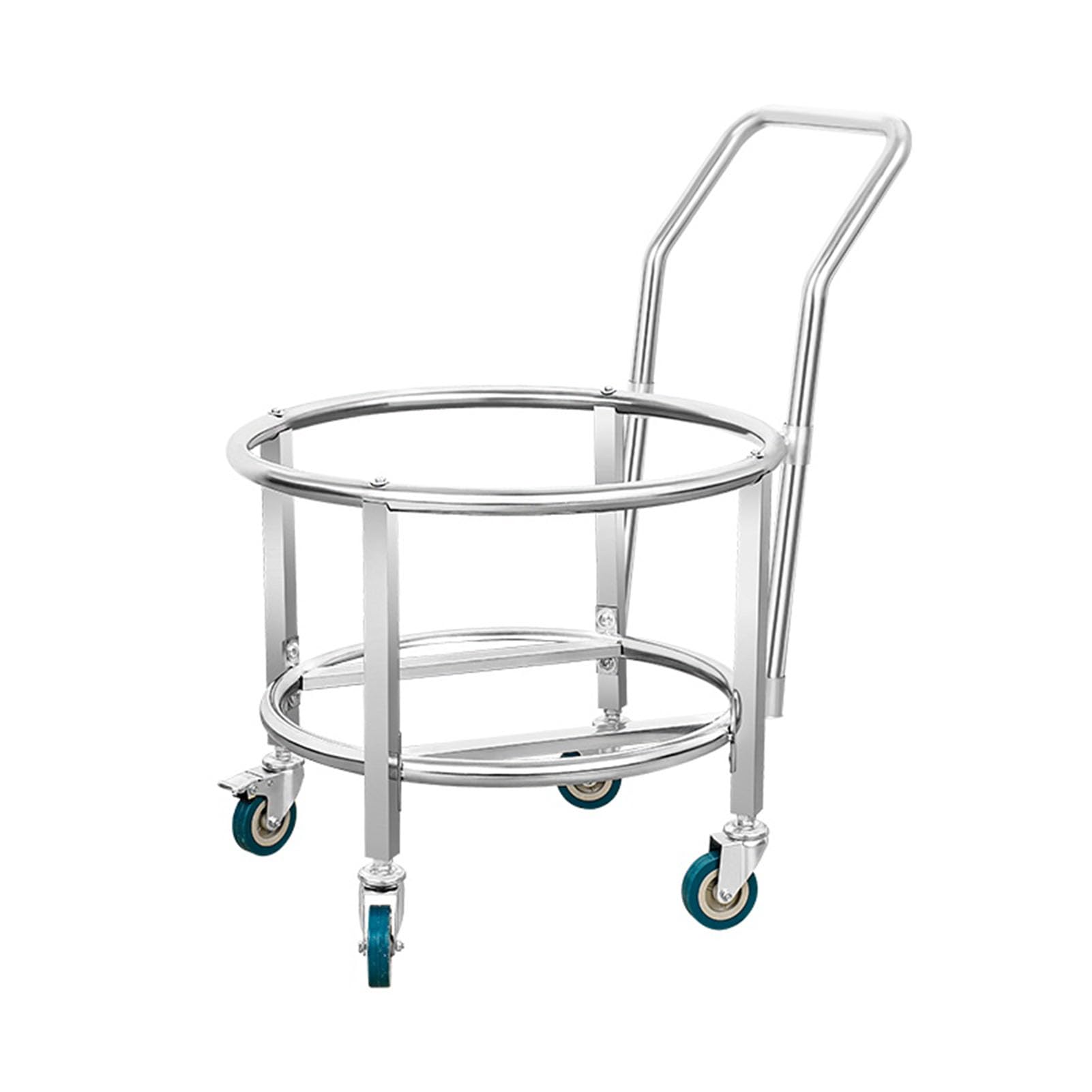 Carrello portapentole in Acciaio Inox con Ruote, Carrello Mobile per pentole da zuppa, Carrello Robusto per fusti da Cucina o vasi da Fiori, Design antiribaltamento