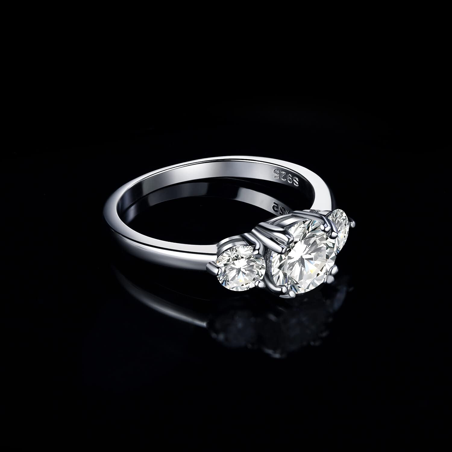 JewelryPalace 1ct Classico Anello a Tre Pietre Donna Argento con Creato Moissanite, Anelli Argento 925 con Pietra a Taglio Rotondo, Fede Nuziale in Tre Ori Anello Matrimonio Set Gioielli Donna