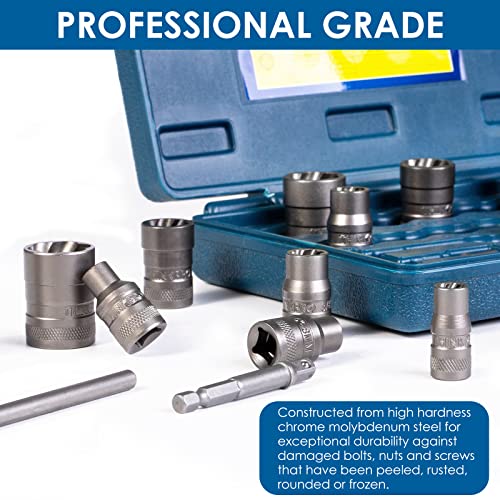 Thinkpro Upgrade Bolt Extractor Set, 32Pcs Impact Bolt & Nut Remover Set, Stripped Lug Nut Remover, Extraction Socket Set For Removing Damaged, Frozen, Rusted, Rounded-Off Bolts, Nuts & Screws #TOP7