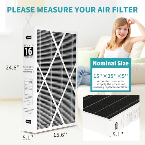 2 Pack 6672 MERV 16 Filter 16x25x5'', Carbon-Clean HVAC Furnace Air Filter Compatible with Lennox HCC16-28 Healthy Climate Home Furnace Filter for HVAC System, Part Number HCF16-16, HCF16-10 by Micnce - Image 3