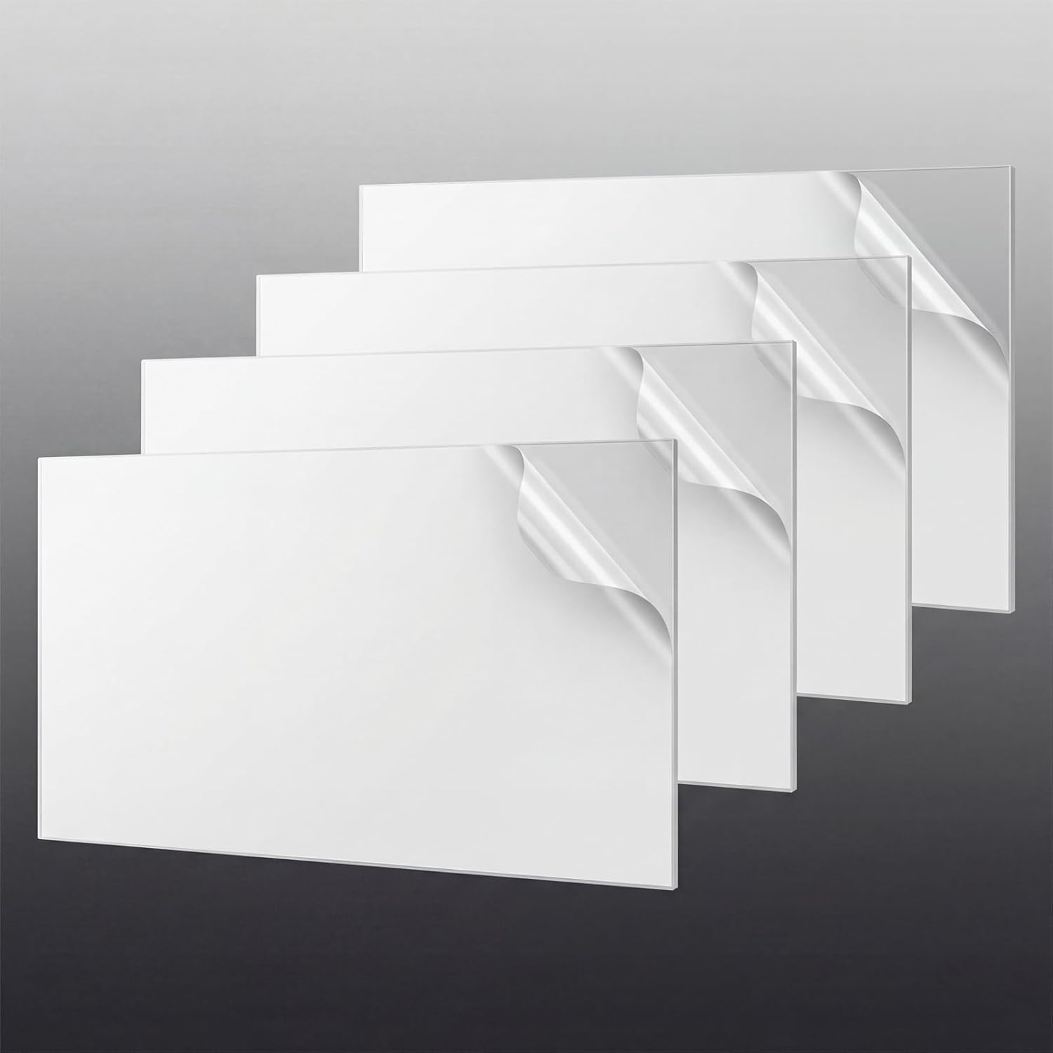 BBTEQEKN 4-Pack Clear Polycarbonate Sheets 24x48x1/8 Inch Shatterproof Panels - Easy Cut for Windows, DIY, Guards & Crafts