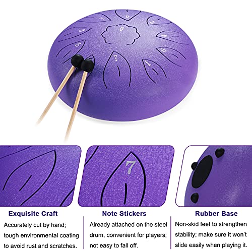 Ranch Steel Tongue Drum 12 Inches 11 Notes Handpan Drum C Key Percussion Instrument Hand Drum For Beginners Easy To Learn Tank Drum With Bag, Mallets, Music Book, Note Stickers, Finger Picks #TOP2