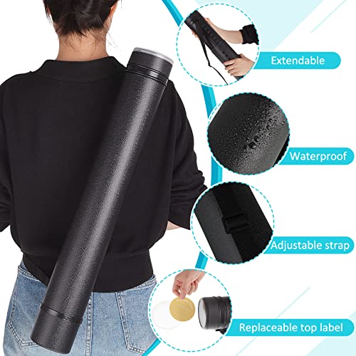 Image of Henoyso 12 Pcs Extendable Poster Tubes Bulk with Strap Blueprint Holder & Carrying Case for Maps, Documents, Artworks, Banners (L)