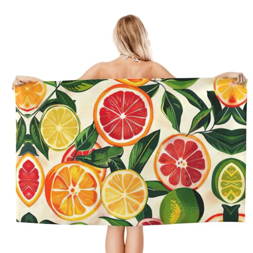 Serviette de bain microfibre agrumes 132x81 cm douce