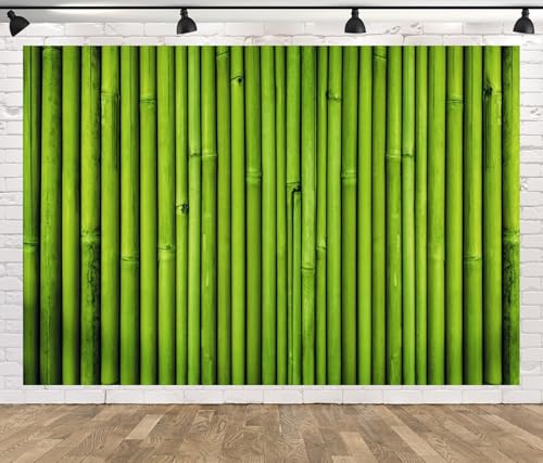 Toile de fond en bambou vert pour cabine photo de fête hawaïenne et plage