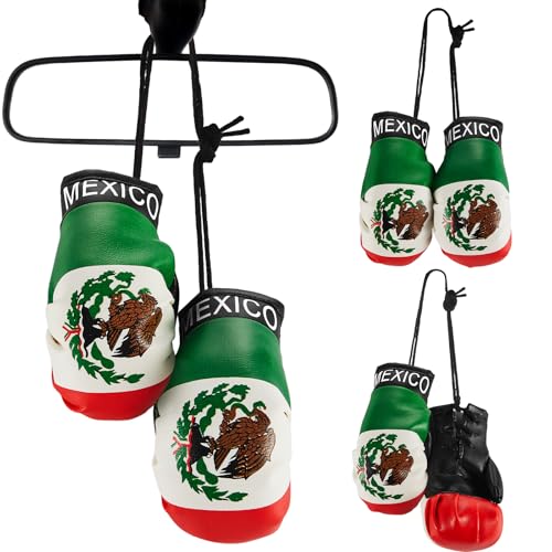 Mexican Flag Mini Boxing Gloves for Car Mirror Decor (2 pcs)