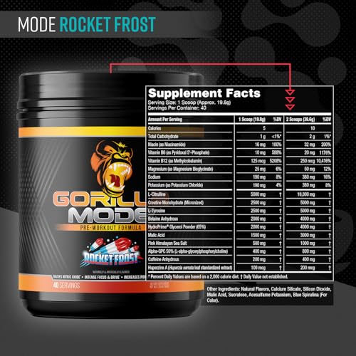 Image of Gorilla Mode Pre Workout - Massive Pumps | 792g (Rocket Frost)