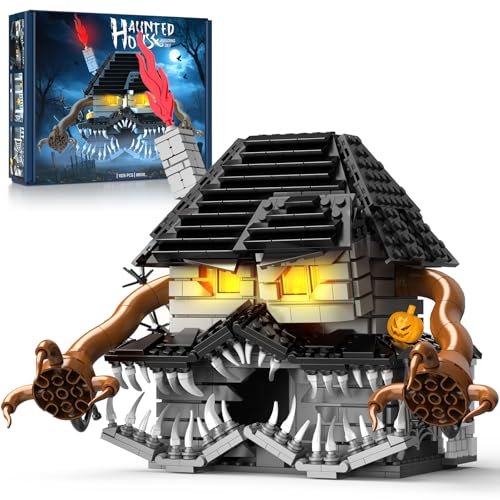 Halloween Haunted House Building Blocks Set, Miniature House Decor Model Kit with LED Light, Haunted Mansion for Adults, Teens Age 14+ (1025 PCS)