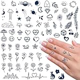 8 Feuilles Tatouages Ephemere, Semi Permanents Temporaire Tattoo pour Femmes Hommes Filles, Bleu Foncé Imperméable Faux Tatoo Longue Durée de 2 Semaines