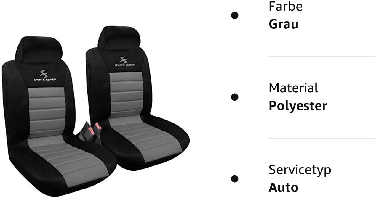 WOLTU Housse de siège de Voiture Universelle pour 2 sièges,Noir Gris