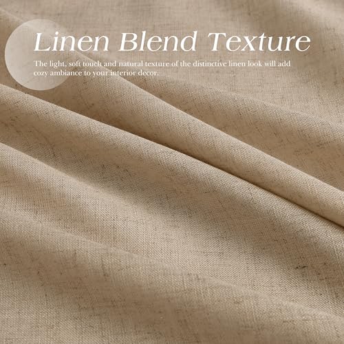 Image of Taupe Burlywood Linen Curtains 102 Inches Long for Living Room Cotton Textured Rustic Farmhouse Extra Long Privacy Drapes Grommet Floor to Ceiling Sheer Curtain for Bedroom Office 52x102, 2 Panels