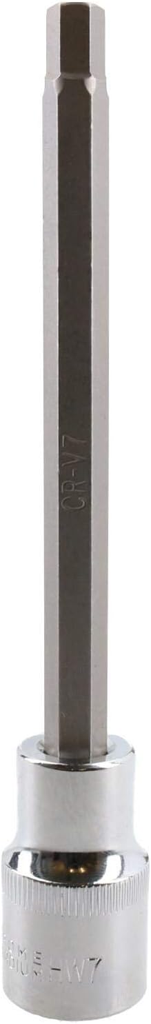 7mm Hex Allen Key Long Bit Internal Socket Metric 1/2" Drive 140mm Length Cr-V