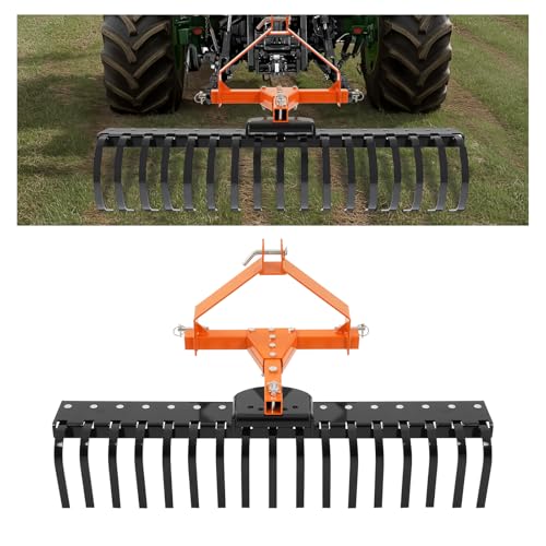 KUAFU 50 3 Point Landscape Rock Rake for Category-0 Cat-0 Tractor with