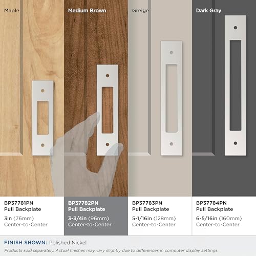 Image of Amerock Medora 3-3 /4 inch Polished Nickel Backplate | Decorative zinc cabinet hardware backplate designed to complement knobs and pulls while protecting cabinet surfaces