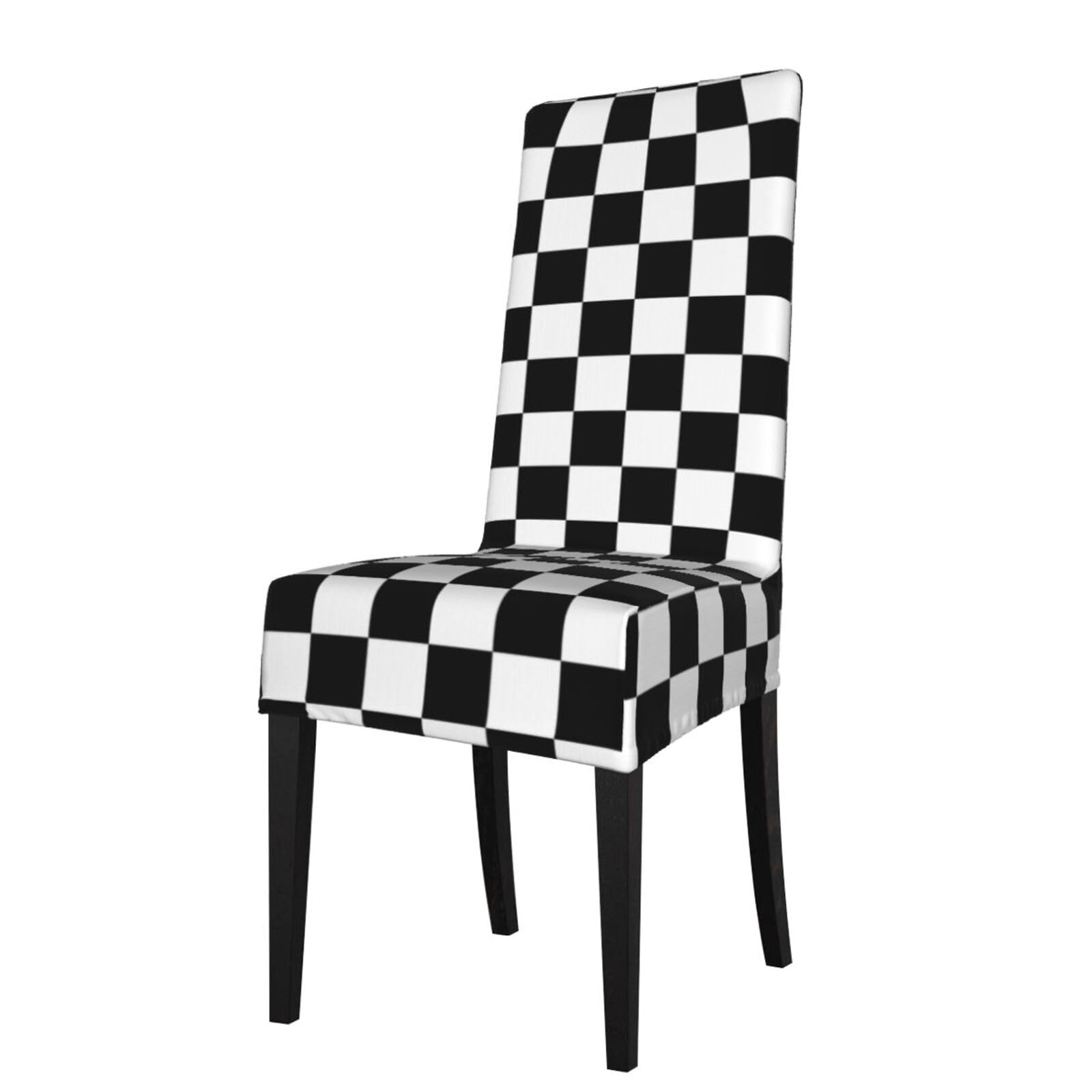 YYHWHJDE Black White Race Checkered Flag Prints Protection Cover for Dining Chair – Stretchable Slipcovers for a Refreshing Dining Room Makeover