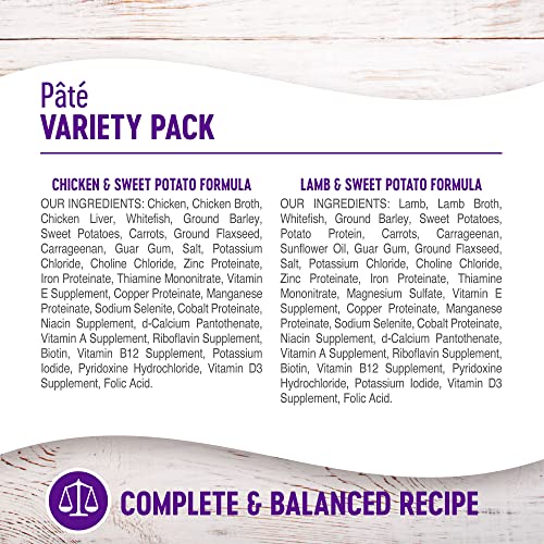 Image of Wellness Complete Health Pate Variety Pack Adult Canned Wet Dog Food, Wholesome Grains, Natural, 12.5 oz, Pack of 6 Cans