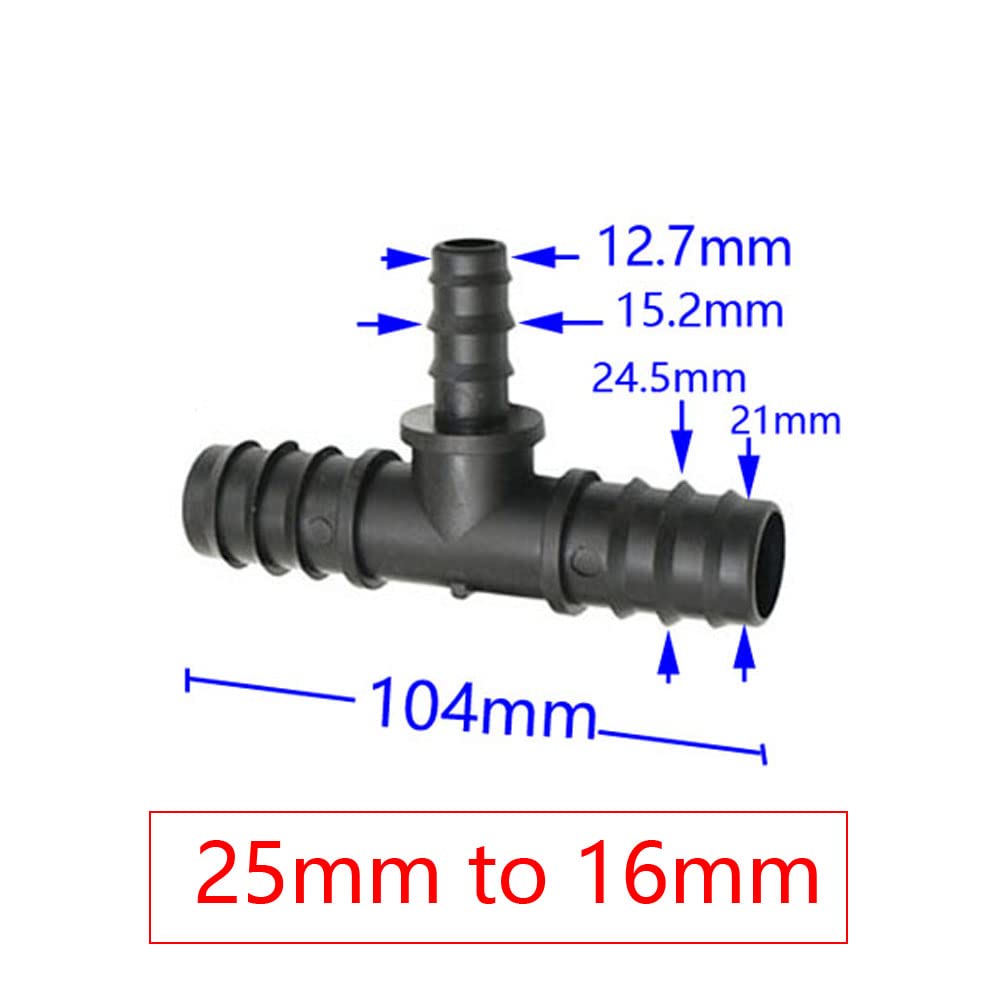 Lot de 30 raccords cannelés en T for Tuyau d'arrosage de 25 mm à 20 mm à 16 mm, 1" 3/4" 1/2"(25mm to 16mm)
