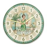 Orologio da parete con palma, stile vintage, da donna, per bagno, senza ticchettio, silenzioso, senza ticchettio, per cucina, sala da pranzo, appartamento, dormitorio, 30 x 29 cm