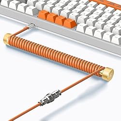 Cajones Para Estanteria Metalica MAMBASNAKE Cable Teclado Espiral & Enrollador de Aviator Cable Set - Cable de Aviador Varilla Fija Metal Weight Bar + TPU Coiled USB C Cable con Conector de Aviación para Teclado de Juegos - Naranja