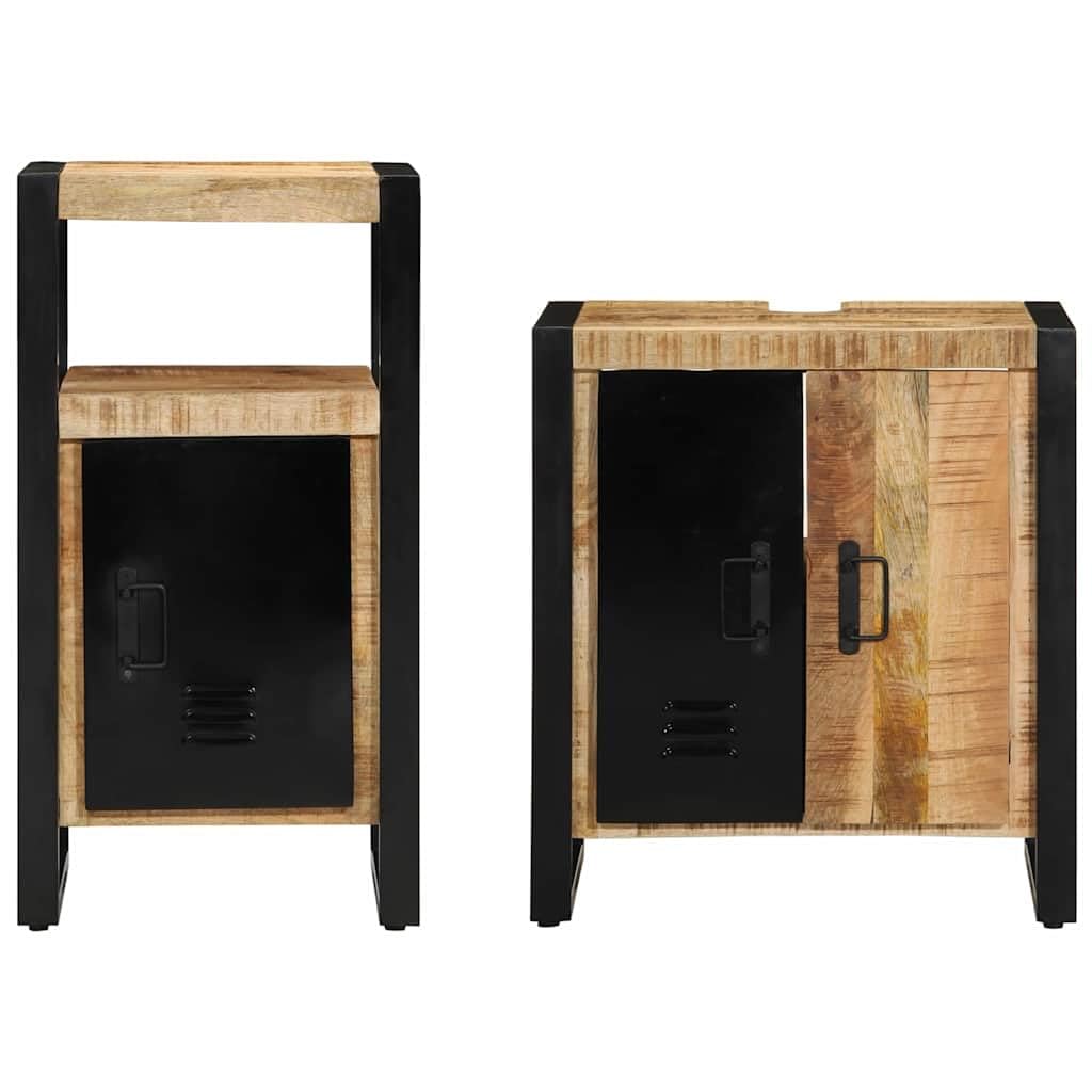 Badezimmermöbel-Set, 2-teilig, Braun und Schwarz
