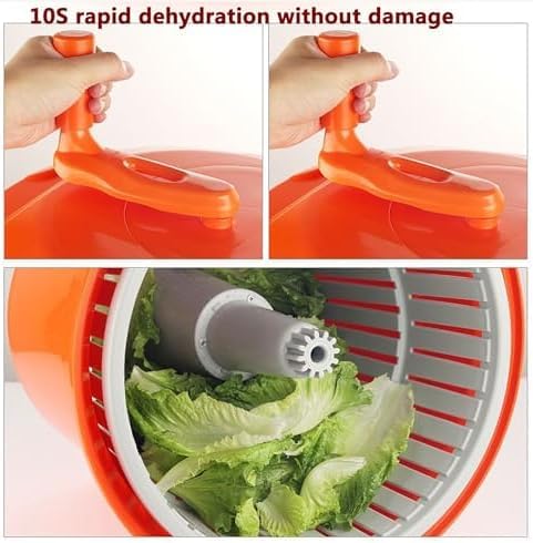 Centrifugador de ensalada – Lavadora y secadora de lechuga de gran capacidad con cierre seguro de tapa y mango giratorio para una limpieza y secado eficientes de verduras y verduras