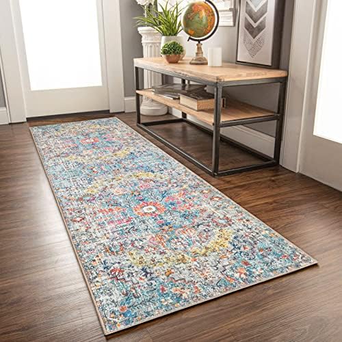 EARTHALL Washable Rug Kitchen Runner - 2x6 Bohemian Bathroom Rugs, Vintage Boho Hallway Runner, Non-Slip Oriental Colorful Accent Rugs for Living Room, Indoor Outdoor Door Mats Carpet