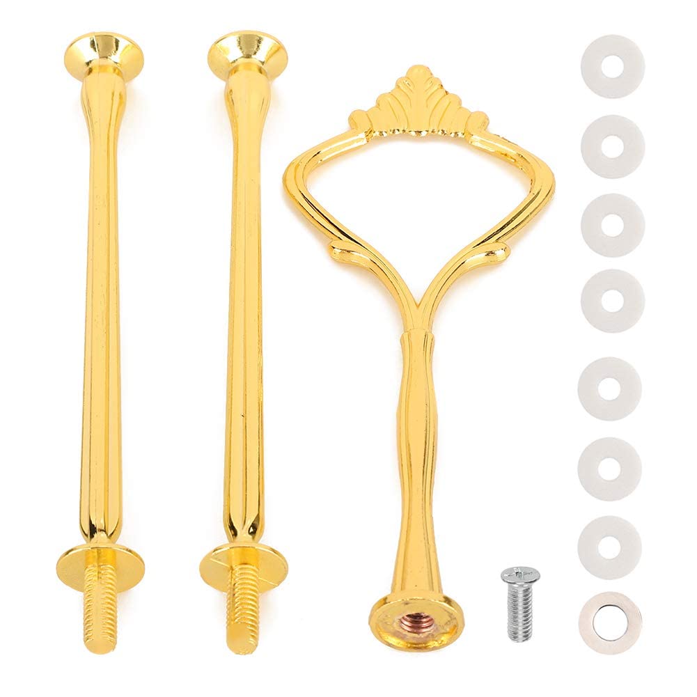 URBAN BOX 3-Tier Metal Cake Plate Stand with Handle - Cupcake Stand Tower for Wedding Party (Crown Gold)