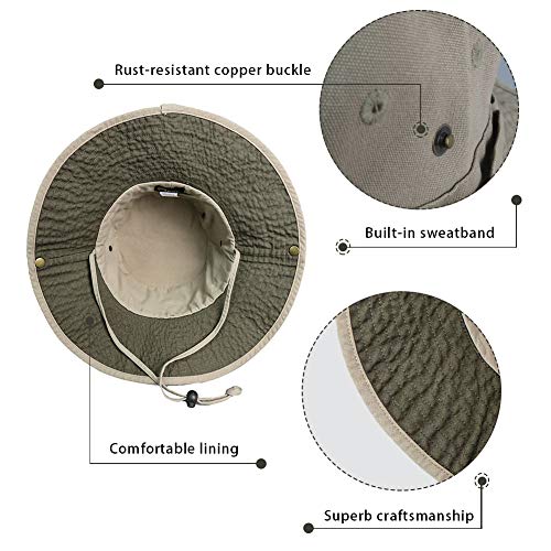 Phaiy Bucket Hat Wide Brim Uv Protection Sun Hat Boonie Hats Fishing Hiking Safari Outdoor Hats For Men And Women Khaki #TOP3