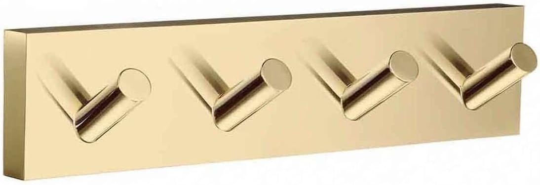 Brass Quad Hook - Polished Finish Bathroom & Robe Hanger