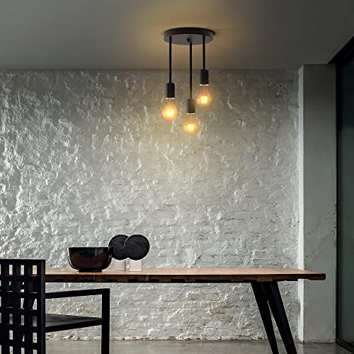 Mainen Ceiling Light,3-Light Black Vintage Metal Ceiling Light Fixture,E27 Industrial Chandelier,for Living Room Kitchen Dining Room Bar (Not Include Bulb) - Image 4