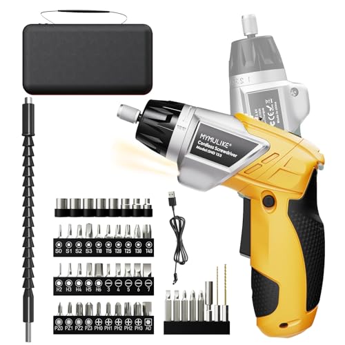 Cordless Electric Screwdriver Set - 3.6V Rechargeable Power Drill 6Nm Torque, 49-Piece Power Screwdriver, LED Light & USB Charging, Ergonomic Pivoting Handle Tool Kit for Home DIY, Furniture Assembly by MYMULIKE - Used condition - US$19.73