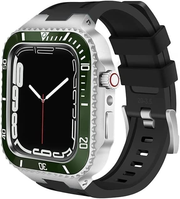 Kit de modification pour Apple Watch 8 7 45 mm avec bracelet silicone et boîtier