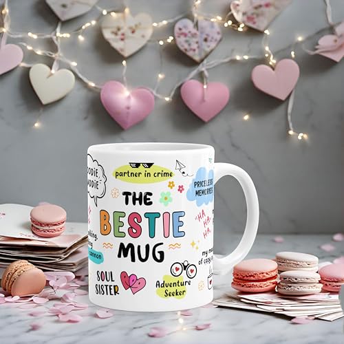 Image of The Bestie Coffee Mug with Keychain | for Girl Bestfriend | Gift for Friends Sister | Friends Mug | Friendship Day Gifts for Girl Women | Birthday Gift 330ML Pack of 1