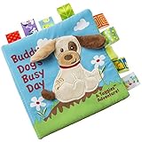 Taggies Touch & Feel Soft Cloth Book with Crinkle Paper and Squeaker, Buddy Dog