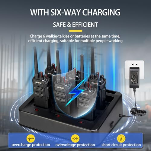 Image of Retevis RT48 Waterproof Walkie Talkies,Heavy Duty Rugged 2 Way Radio,IP67 Dustproof,Waterproof up to 1m /30min,1200mAh Rechargeable Professional Two Way Radio,VOX,SOS,for Construction Business(6Pack)
