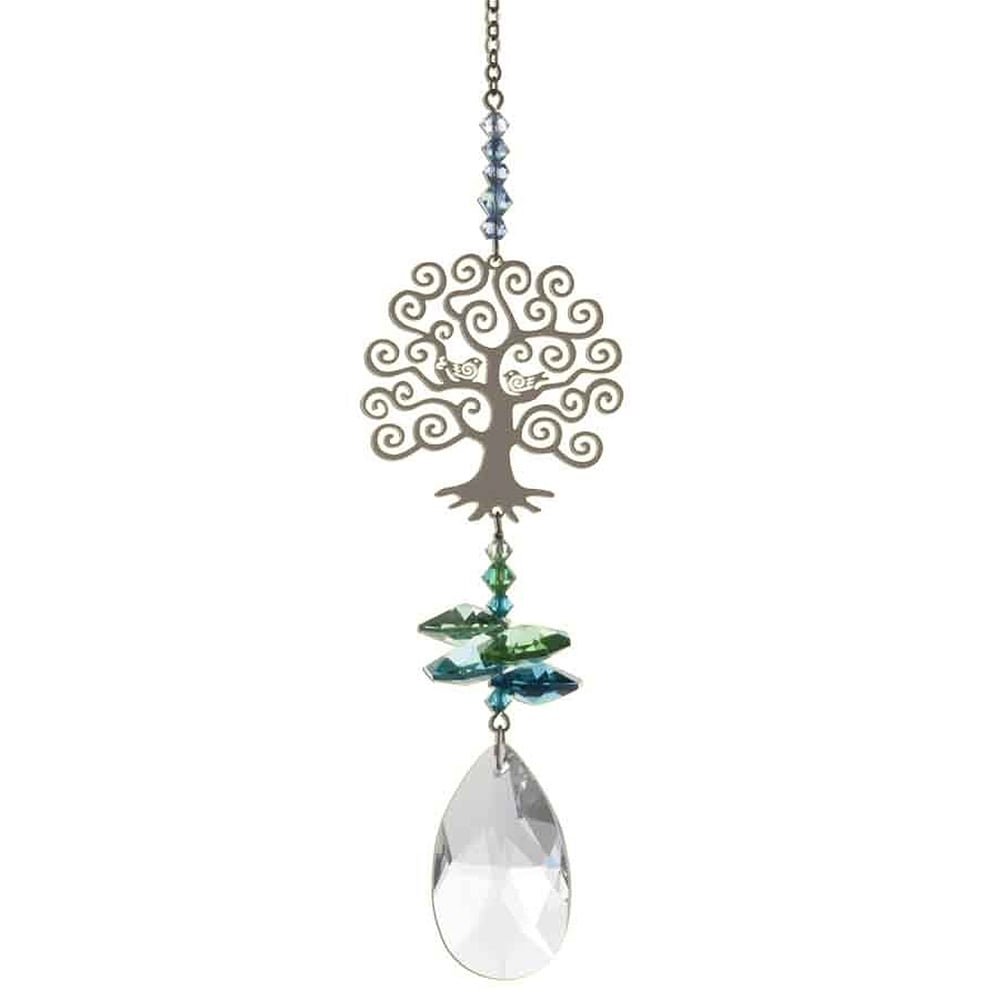 Wild Things Gifts Crystal Fantasy Hanging Suncatcher/Rainbow Maker + 38mm Almond - TREE OF LIFE - Embellished with Swarovski Crystals