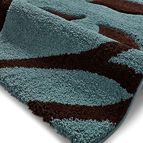 Image of Florida Collection Fur Rectangular Rugs And Carpet For Bedroom, Living Room (5X8 Feet, Blue|Brown)