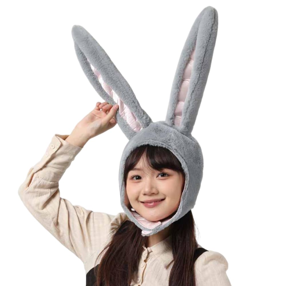 Amazon.co.jp: ウサギ 被り物 ウサギ帽子 グレー兎 ラビット かぶり