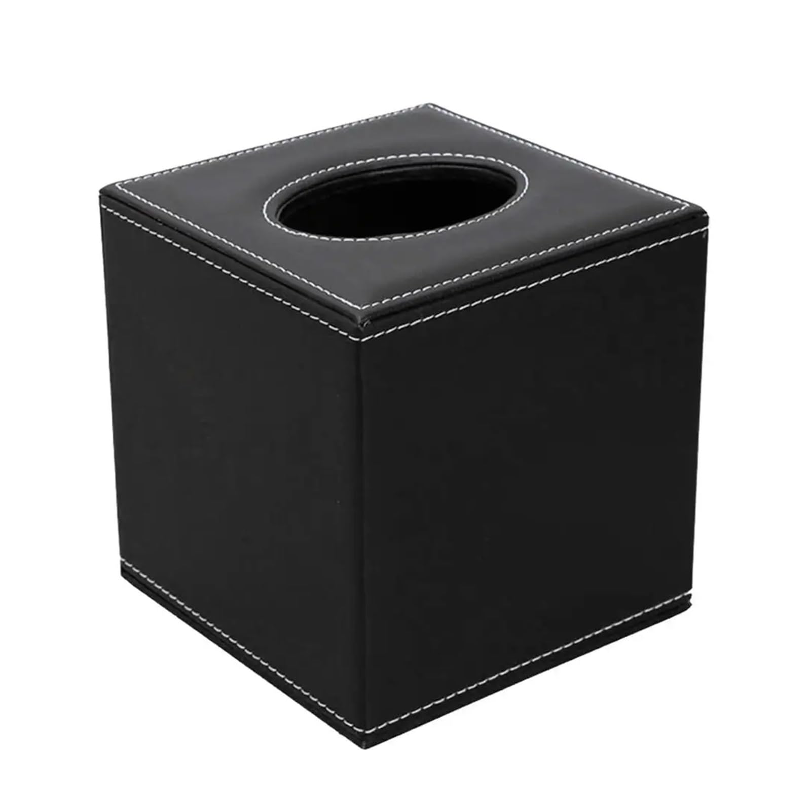 Tissue Box PU Leather Square Facial Tissue Box Cover Elegant Countertop Tissue Container Paper Napkin Holder for Home Living Room(Black)