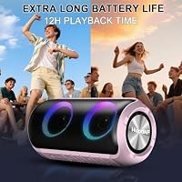 Hupoaf Bluetooth Lautsprecher mit Licht, Neues Musikbox Tragbarer Bluetooth Box mit 52mm Durchmesser Dual Lautsprecher, Tiefer Bass, IPX7 Wasserdicht Outdoor Speaker für Reisen/Party/Strand【2026】 – Ansicht 6