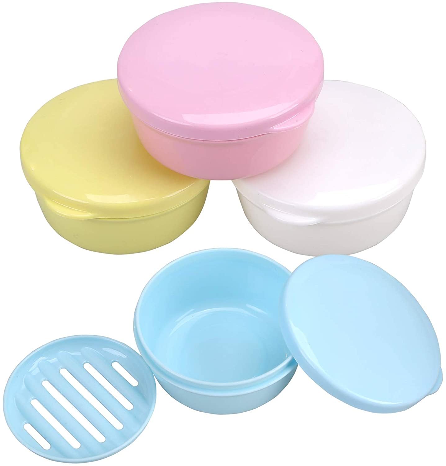 Round Travel Soap Case for Valentines Day - 4 Pack Bar Soap Holder, Travel Soap Container with Lid for Camp, Gym, Hiking - Keeps Toiletries Organized