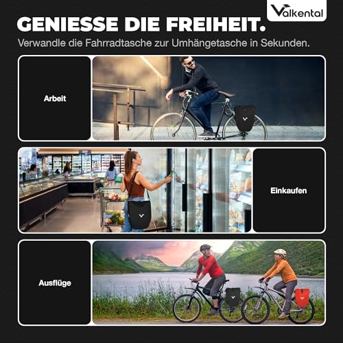 Valkental Große & wasserdichte Gepäckträgertasche - Fahrradtasche für Gepäckträger mit großen Reflektoren [Abschließbar] Bombenfester Sitz - Mehrfach ausgezeichnet - Gefertigt für Langlebigkeit