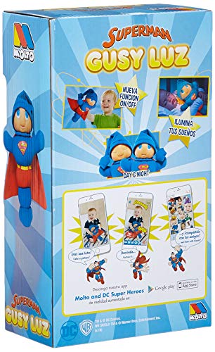 MOLTO Gusyluz® Superman | Peluche con Luz para Dormir | Juguete Bebe | Peluche de Aprendizaje | Muñeco Quitamiedos Infantil | Juguetes Educativos para Niños | A Partir de 12 Meses