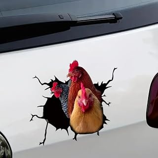 2pc 5.12"x5.12" Chicken Crack Wall Decal Sticker - PVC Vinyl Hen Decor for Laptop, Car, Window, Wall, Closet - Fun Gift Idea for Birthday, Waterproof & Durable Car Decal Sticker |#AZ135