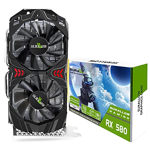 Surallow Amd Radeon Rx 580 8Gb Graphics Card, 2048Sp,Gddr5,256 Bit Graphics Card For Gaming Pc,Pcie 3.0,Twin Freeze Fans Computer Video Card With Hdmi/Dp/Ports #TOP9